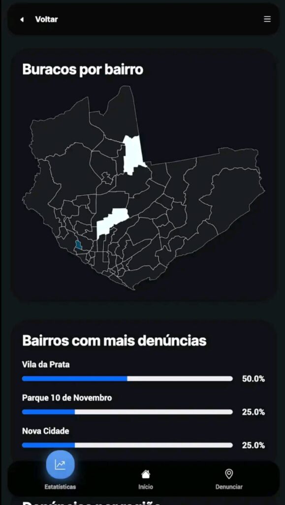 Aplicativo permite que qualquer cidadão denuncie buracos nas ruas de Manaus. Foto: Reprodução App Buracômetro.