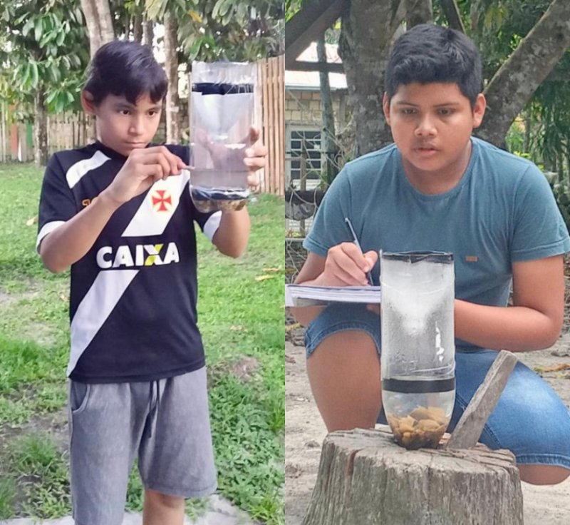 Os alunos monitoram durante 4 meses as chuvas na cidade de Santo Antônio do Içá, no interior do Amazonas. Foto: Arquivo Pessoal