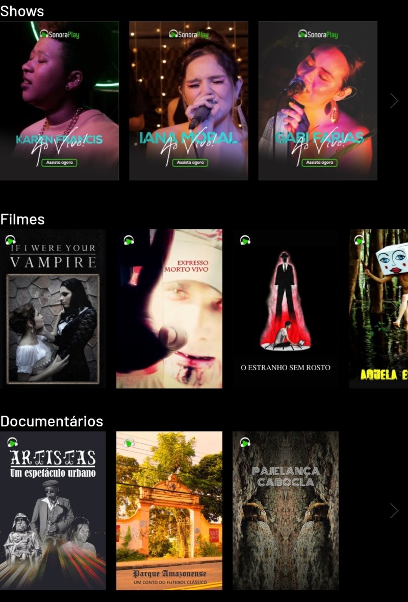 A plataforma proporciona acesso à obras independentes de documentários, filmes, shows, além de conteúdo infantil (Imagem: Reprodução Sonoraplay)